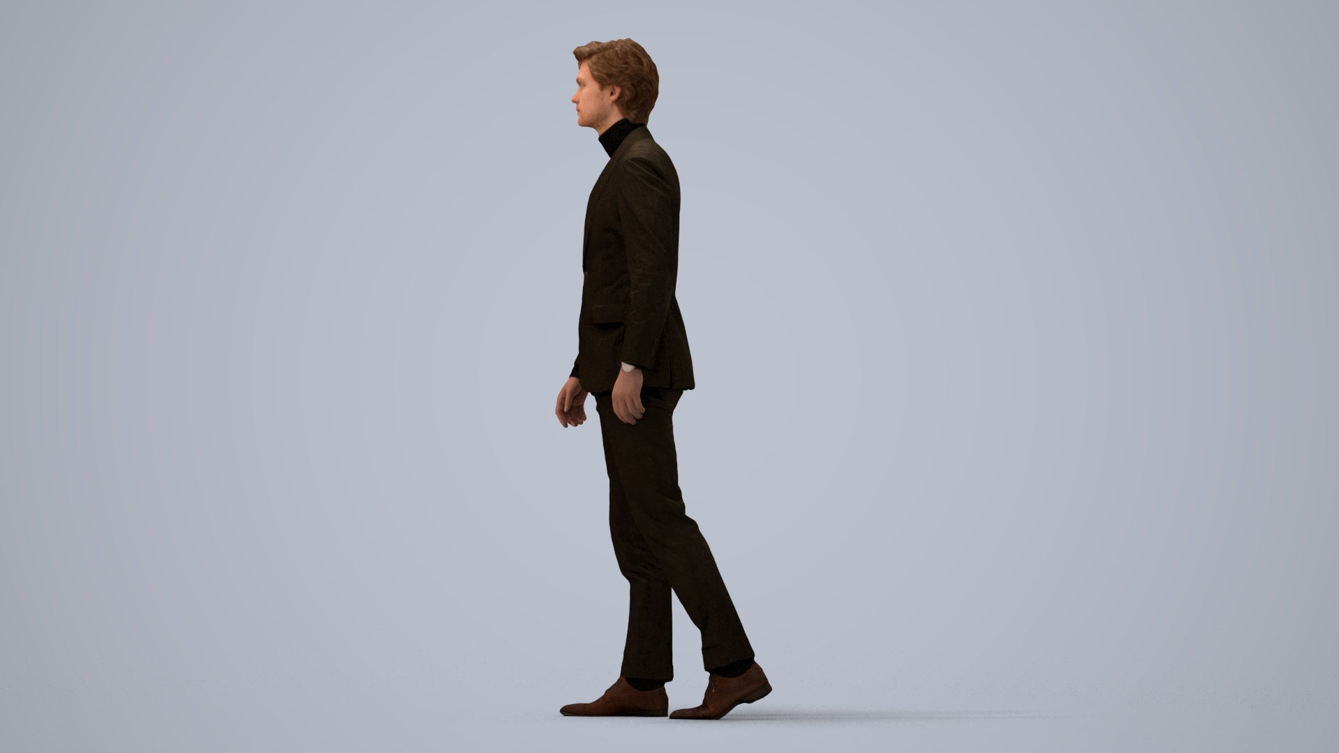 3D people model man business, scanned human for 3ds Max rendering, three-quarter view render