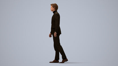 3D people model man business, scanned human for 3ds Max rendering, three-quarter view render