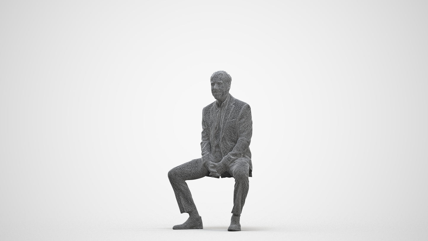realistic 3D human man business, archviz people FBX OBJ for Blender, three-quarter front view render