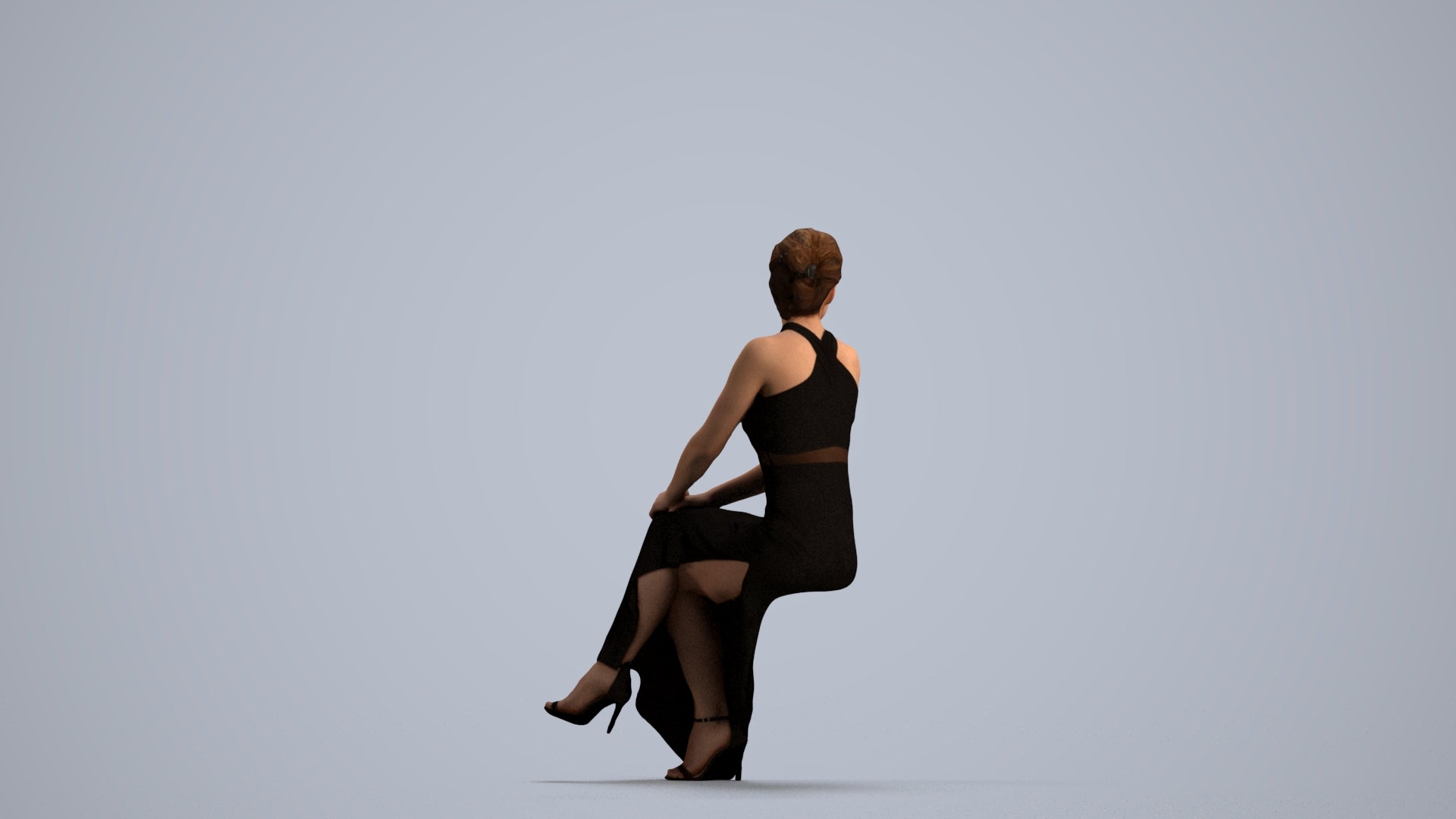 realistic 3D woman formal formalaffairs, scanned archviz people for Blender and 3ds Max, front view render