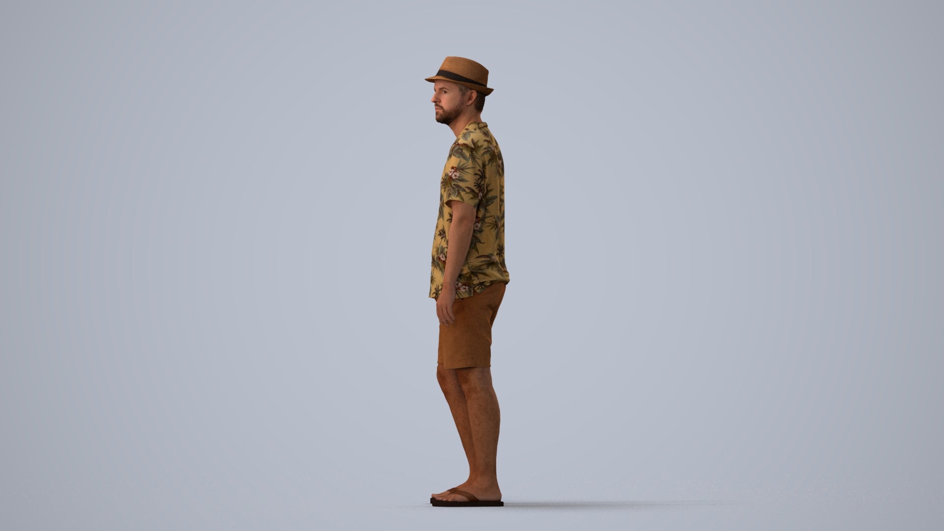 scanned 3D man standing, photogrammetry people for Enscape and V-Ray, three-quarter view render