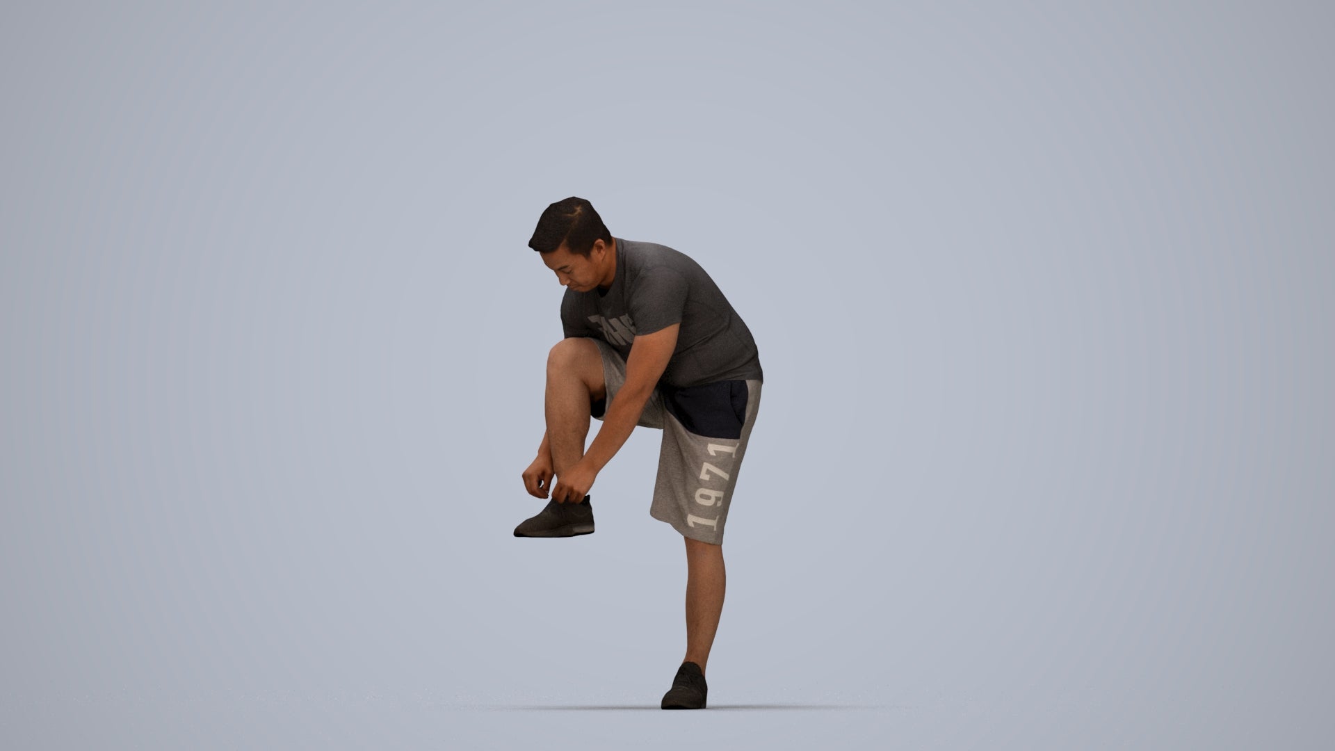 realistic 3D human man sport, archviz people FBX OBJ for Blender, top-down view render