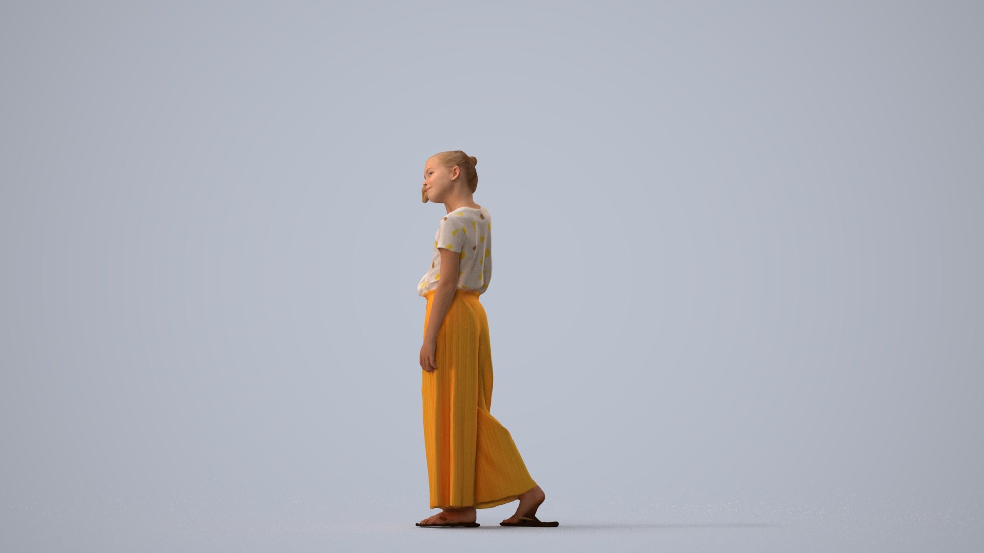 scanned 3D woman casual kids, photogrammetry people for Enscape and V-Ray, three-quarter view render