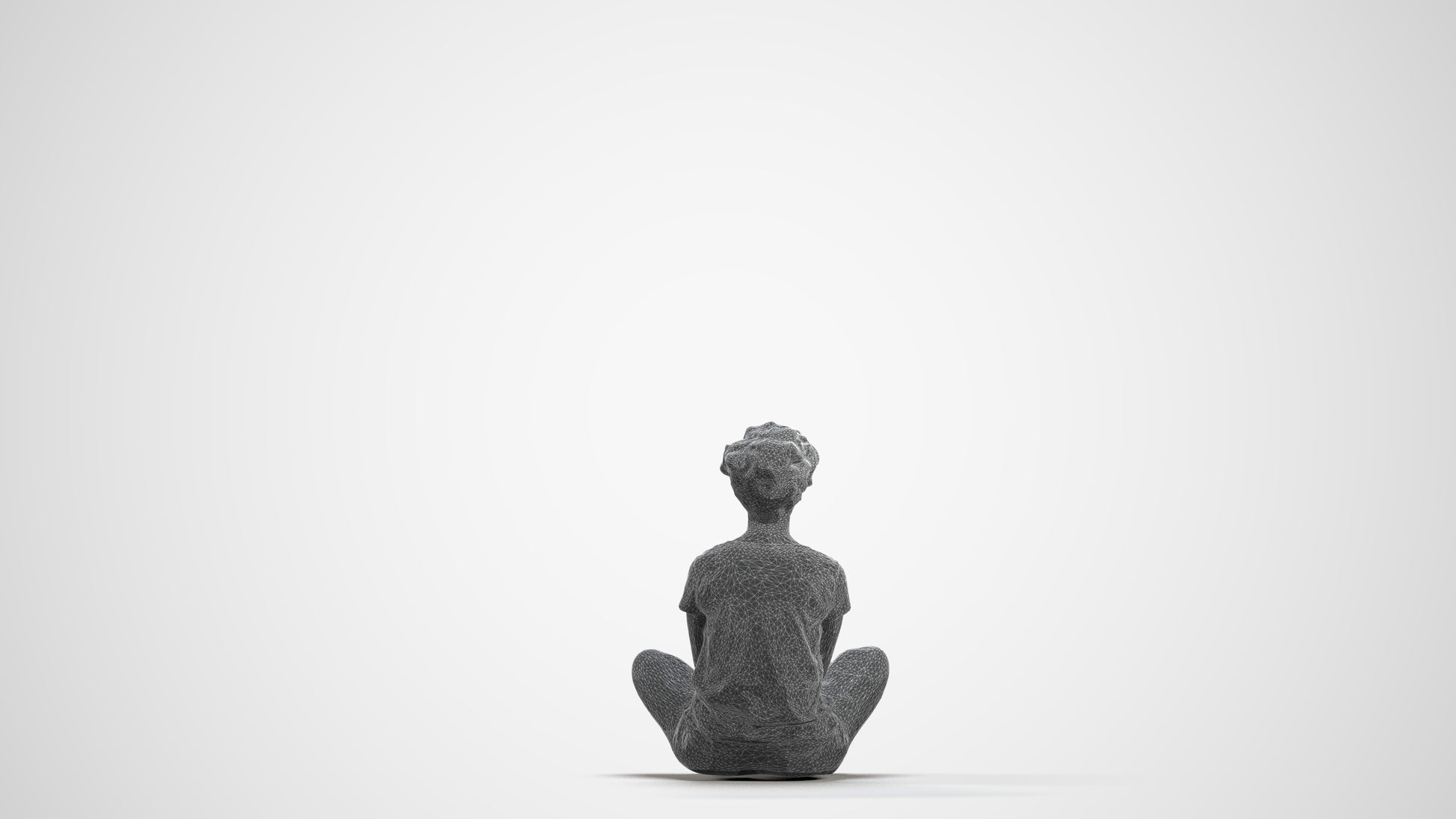realistic 3D woman sitting, scanned archviz people for Blender and 3ds Max, wireframe front view