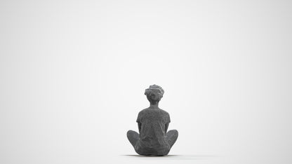 realistic 3D woman sitting, scanned archviz people for Blender and 3ds Max, wireframe front view