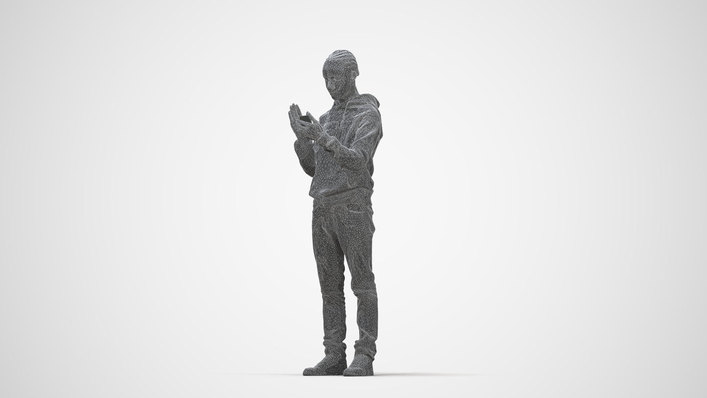 realistic 3D people boy casual kids, render-ready for V-Ray and Corona, FBX OBJ, wireframe back view