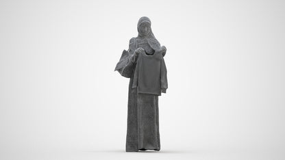 scanned 3D woman shopping, photogrammetry people for Enscape and V-Ray, three-quarter front view render