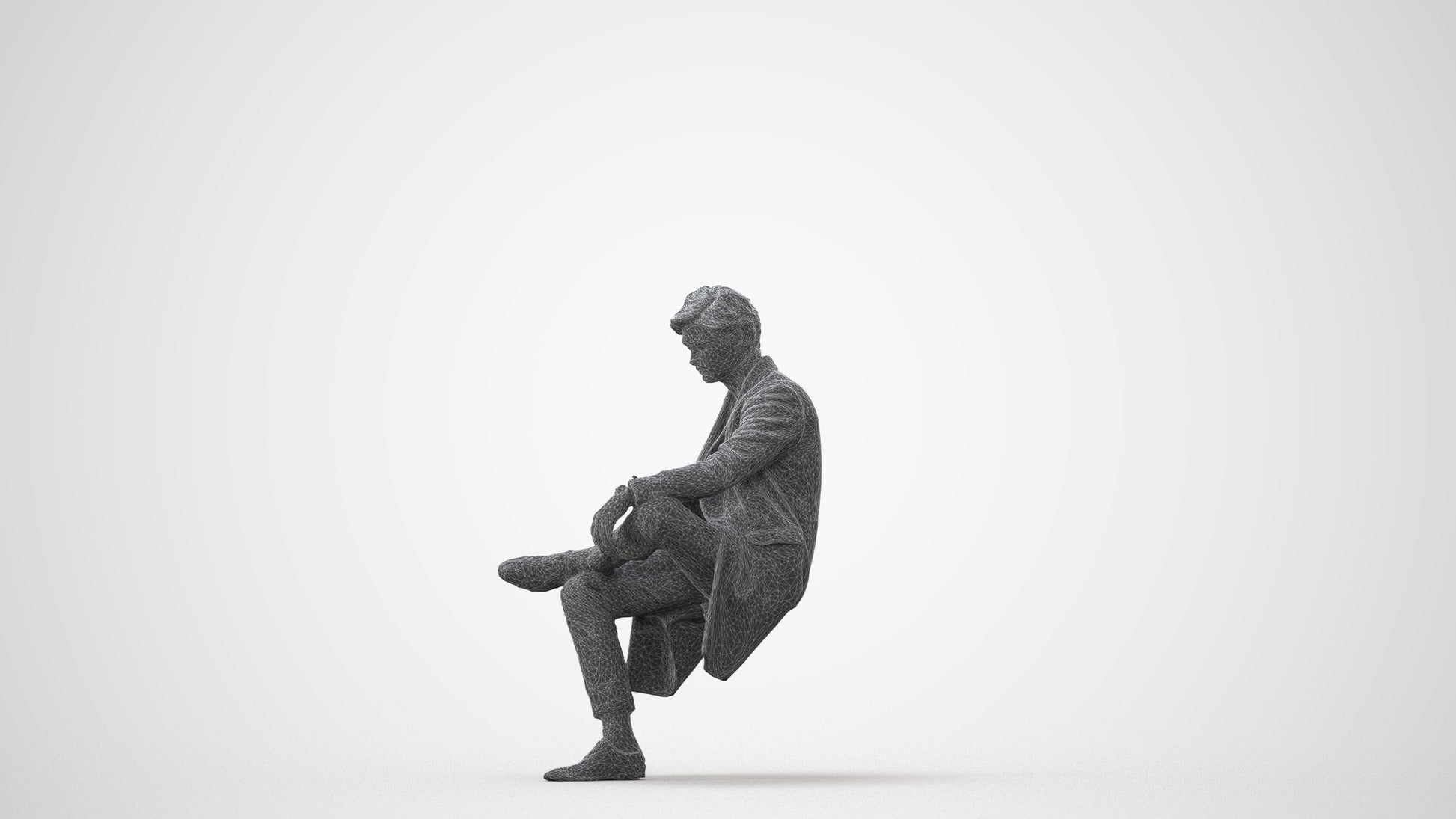 3D people model man business sitting, scanned human for 3ds Max rendering, square thumbnail