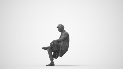 3D people model man business sitting, scanned human for 3ds Max rendering, square thumbnail