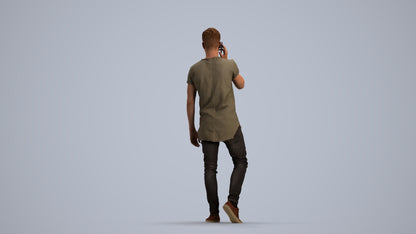 scanned 3D man casual walking, photogrammetry people for Enscape and V-Ray, front view render
