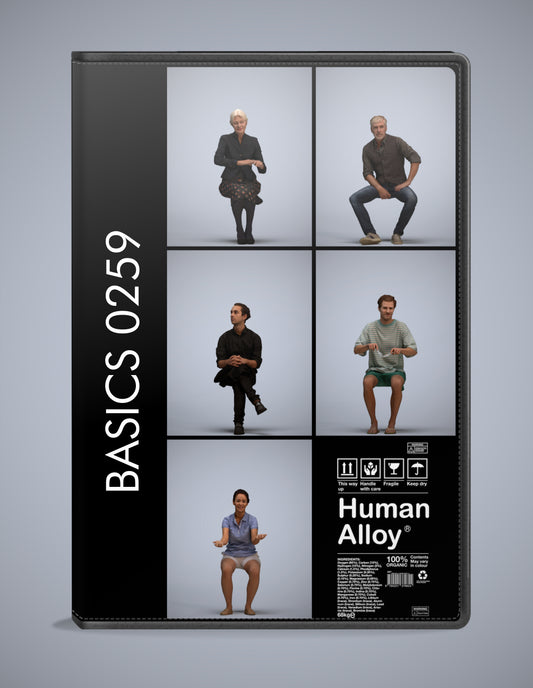 scanned 3D people sitting collection, 5 photogrammetry models for Enscape and V-Ray
