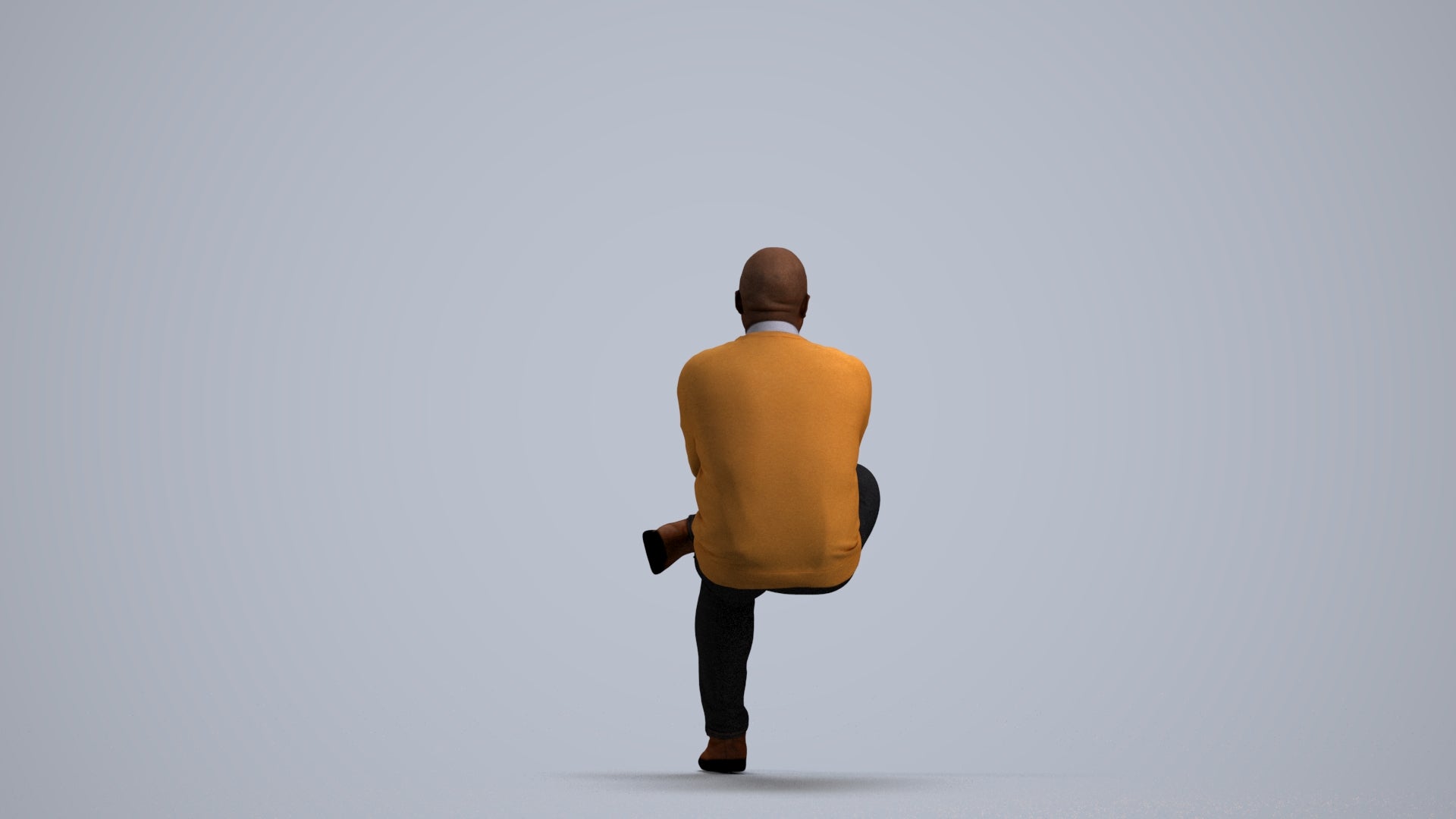 scanned 3D man casual sitting, photogrammetry people for Enscape and V-Ray, front view render