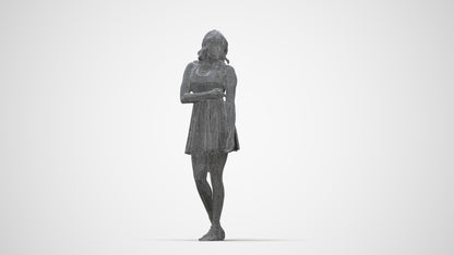 realistic 3D woman walking, scanned archviz people for Blender and 3ds Max, wireframe back view