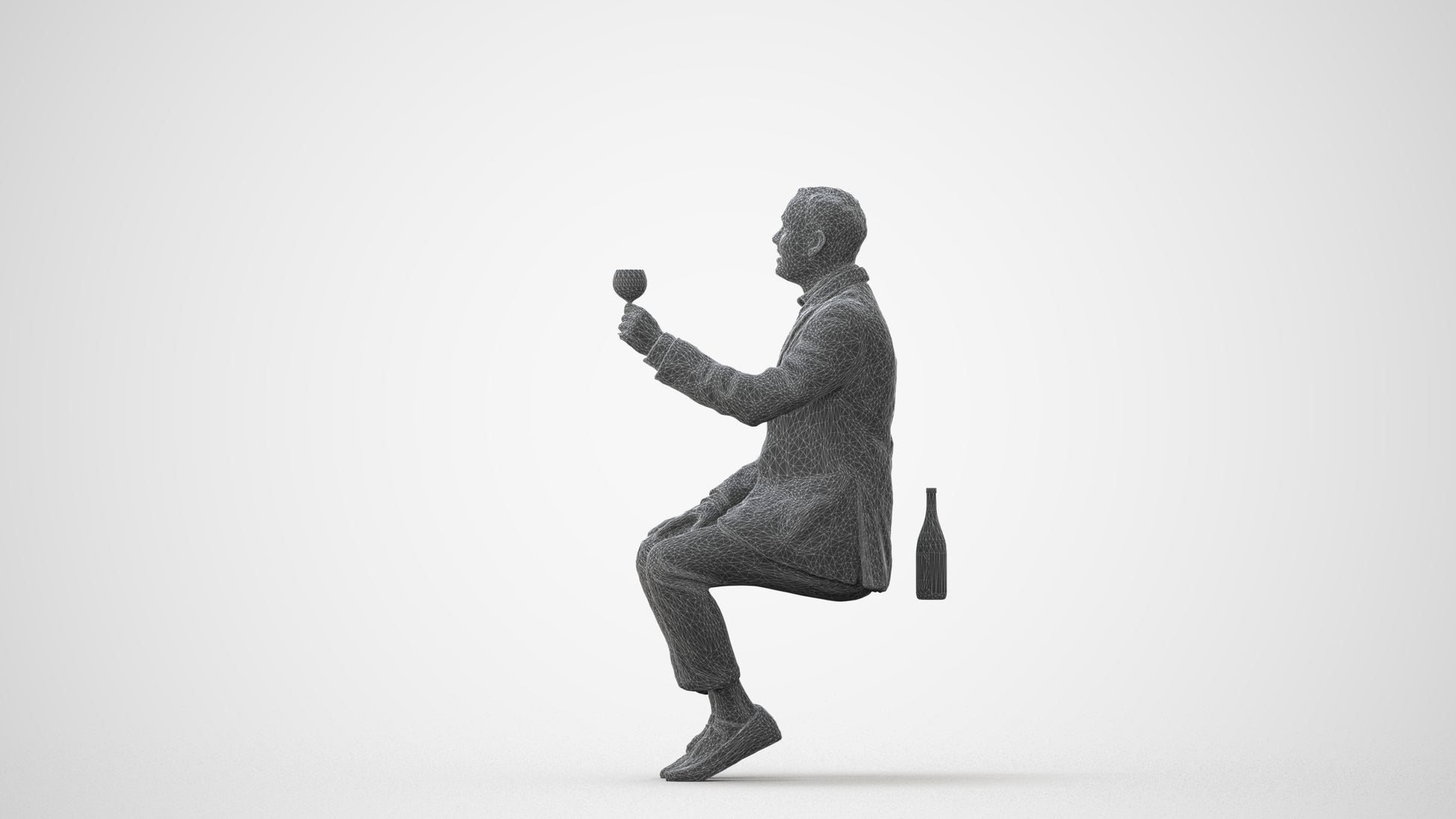 scanned 3D man casual cycling, photogrammetry people for Enscape and V-Ray, square thumbnail