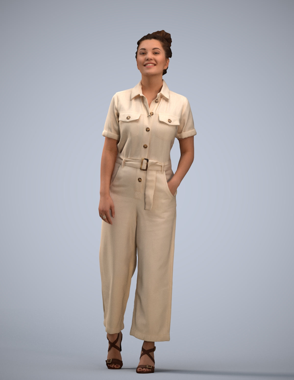 photogrammetry 3D woman formal walking, realistic human model archviz FBX