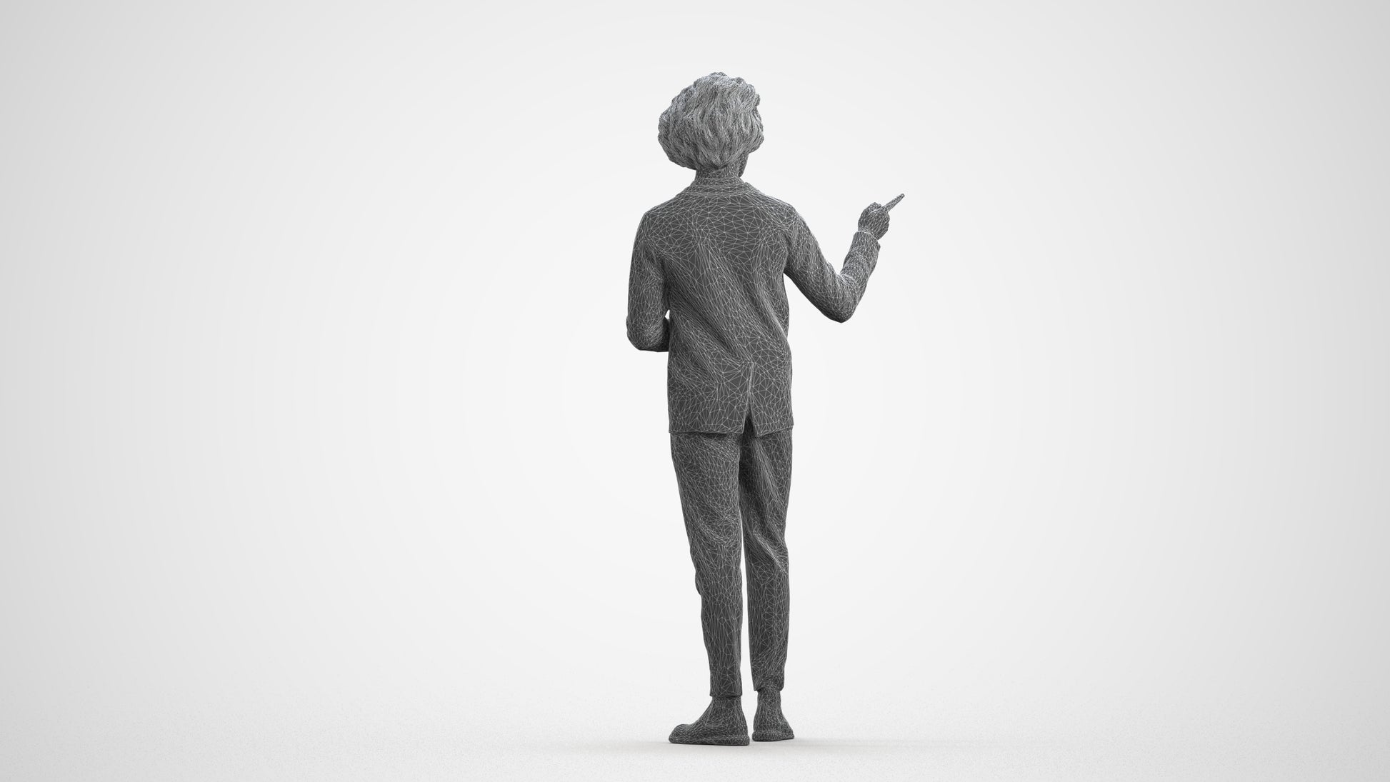 realistic 3D man business shopping, scanned archviz people for Blender and 3ds Max, wireframe front view