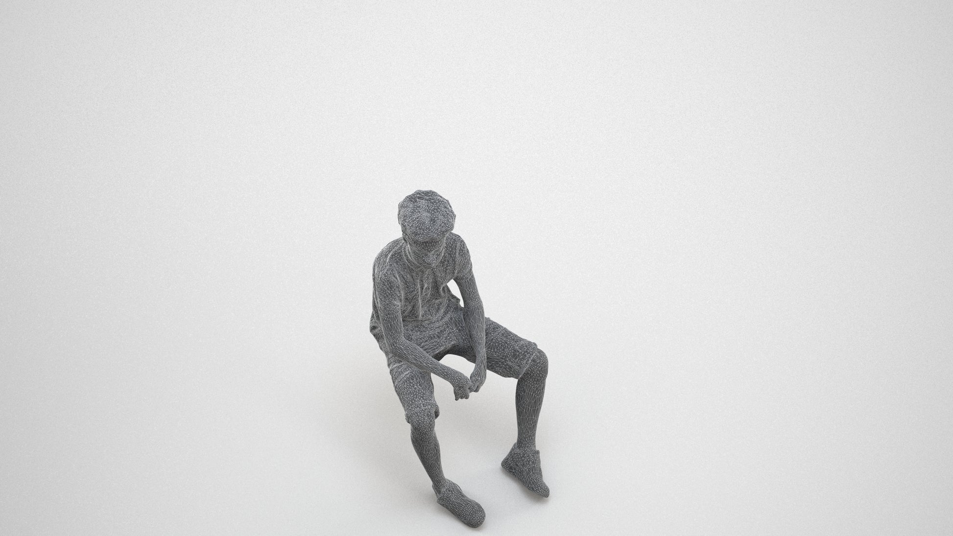 3D scanned boy kids casual, photorealistic archviz people for Enscape and SketchUp, wireframe three-quarter view