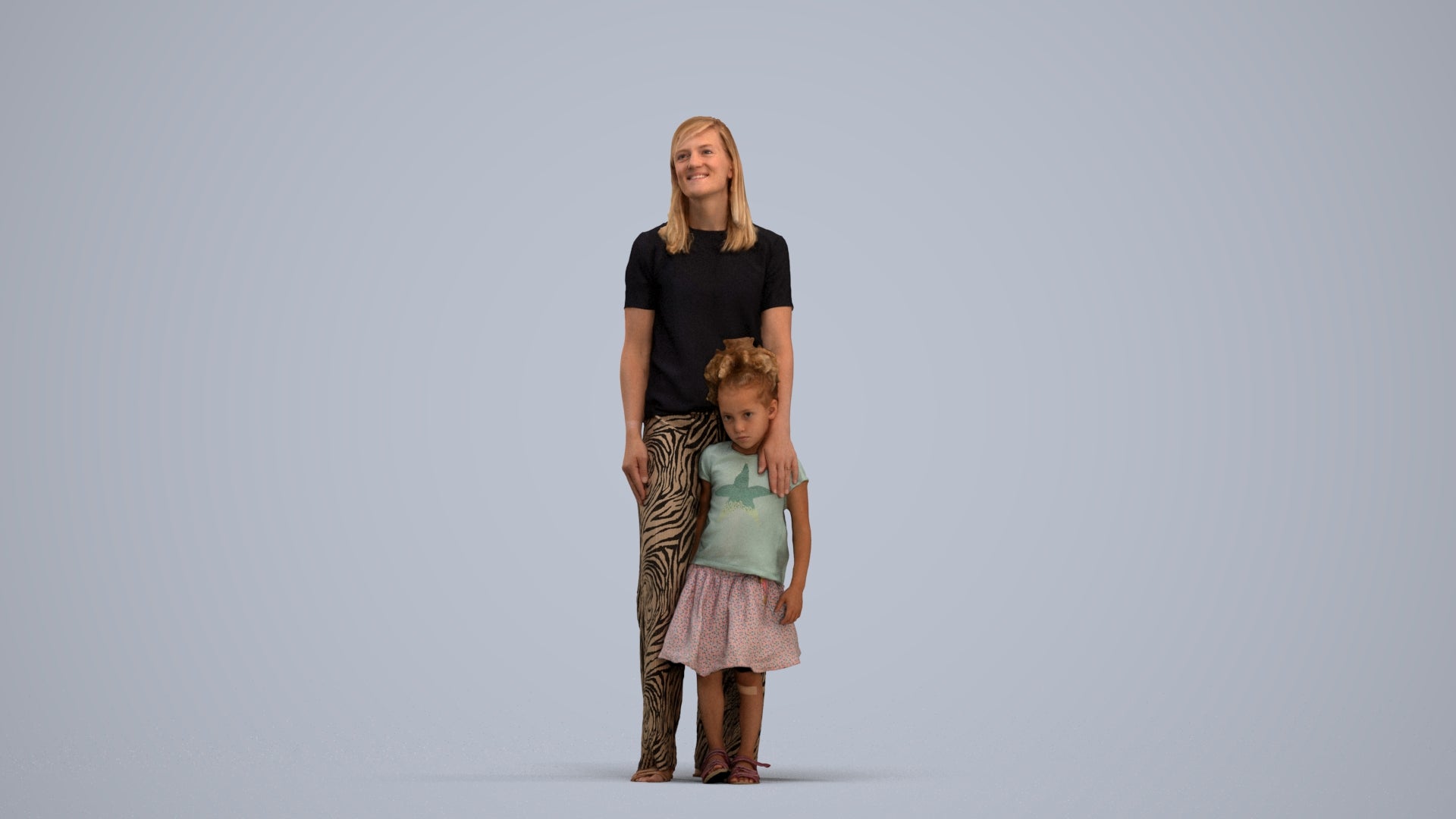 3D people model girl casual kids, scanned human for 3ds Max rendering, standing pose render