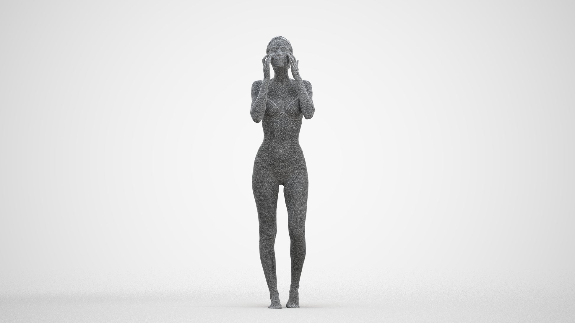 realistic 3D human woman bathroom, archviz people FBX OBJ for Blender, three-quarter front view render