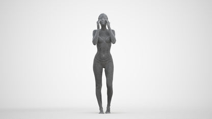 realistic 3D human woman bathroom, archviz people FBX OBJ for Blender, three-quarter front view render