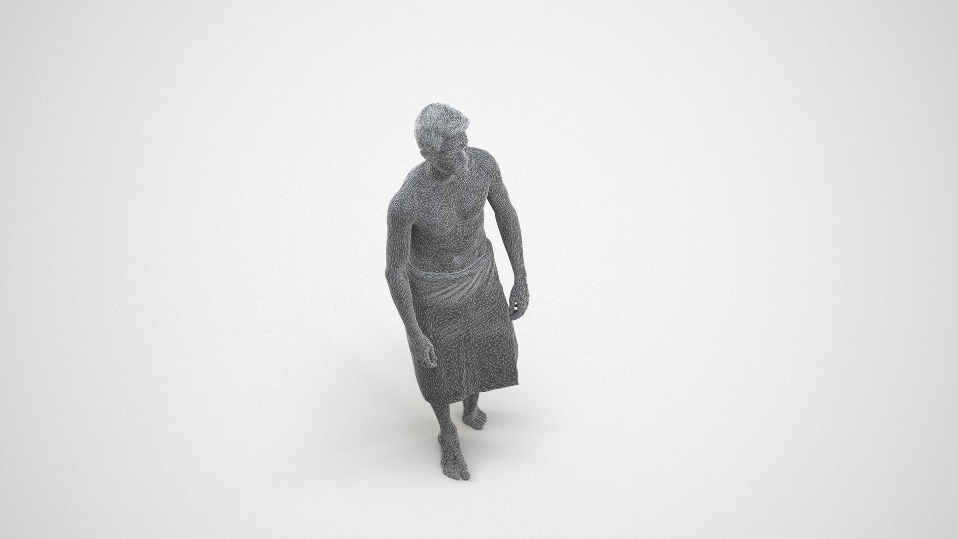 photogrammetry 3D man sport, realistic human model archviz FBX, wireframe three-quarter view