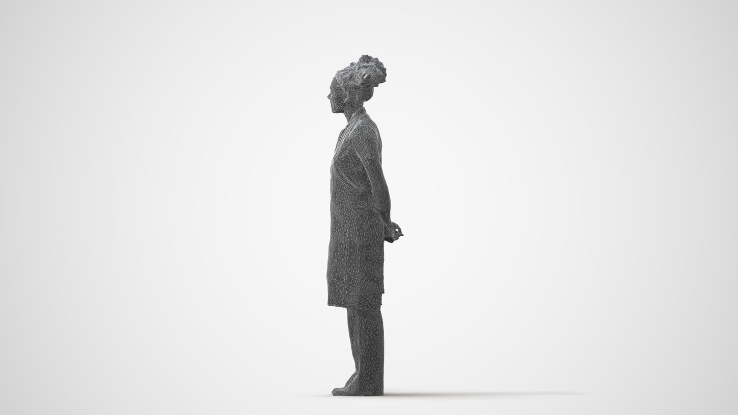 realistic 3D human woman hospitality, archviz people FBX OBJ for Blender, square thumbnail