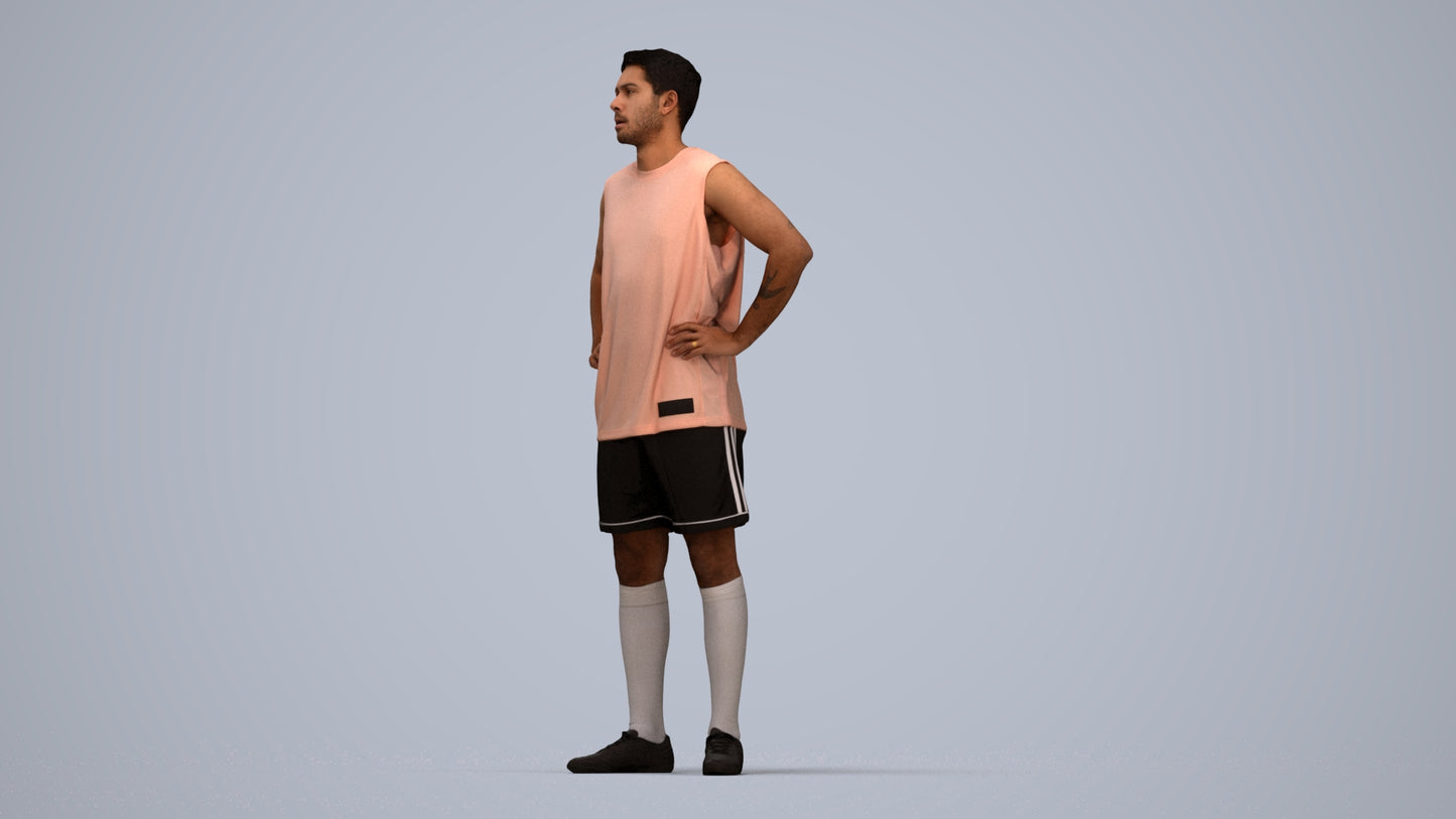 realistic 3D human man sport, archviz people FBX OBJ for Blender, top-down view render