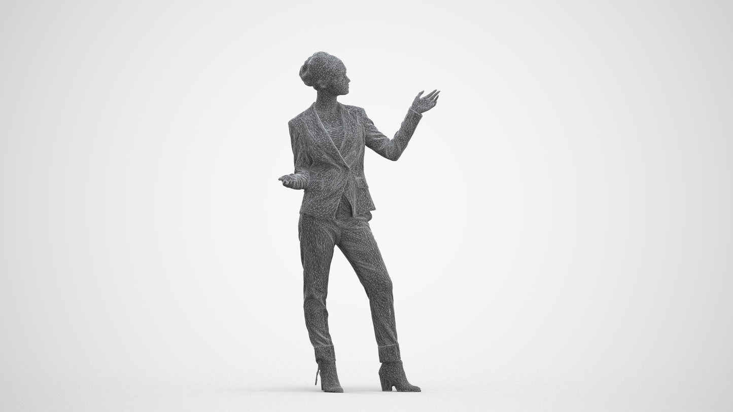 3D scanned woman business, photorealistic archviz people for Enscape and SketchUp, three-quarter front view render