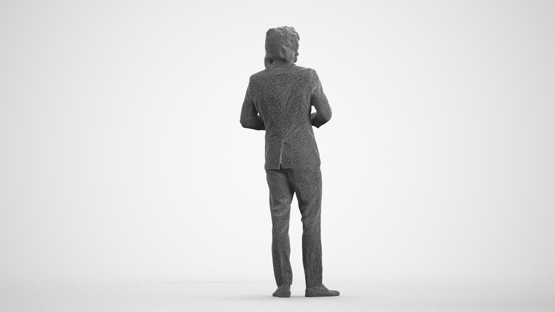 photogrammetry 3D man business, realistic human model archviz FBX, wireframe front view