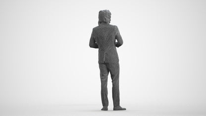 photogrammetry 3D man business, realistic human model archviz FBX, wireframe front view