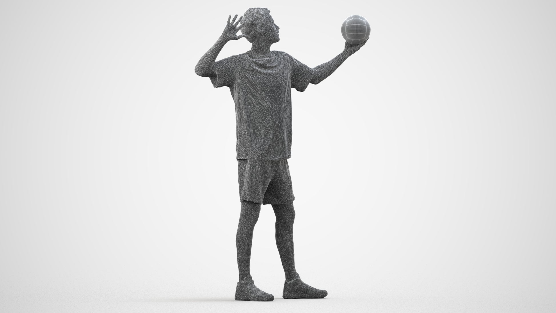 realistic 3D people man sport, render-ready for V-Ray and Corona, FBX OBJ, wireframe side view
