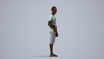 photogrammetry 3D boy casual kids, realistic human model archviz FBX, side view render