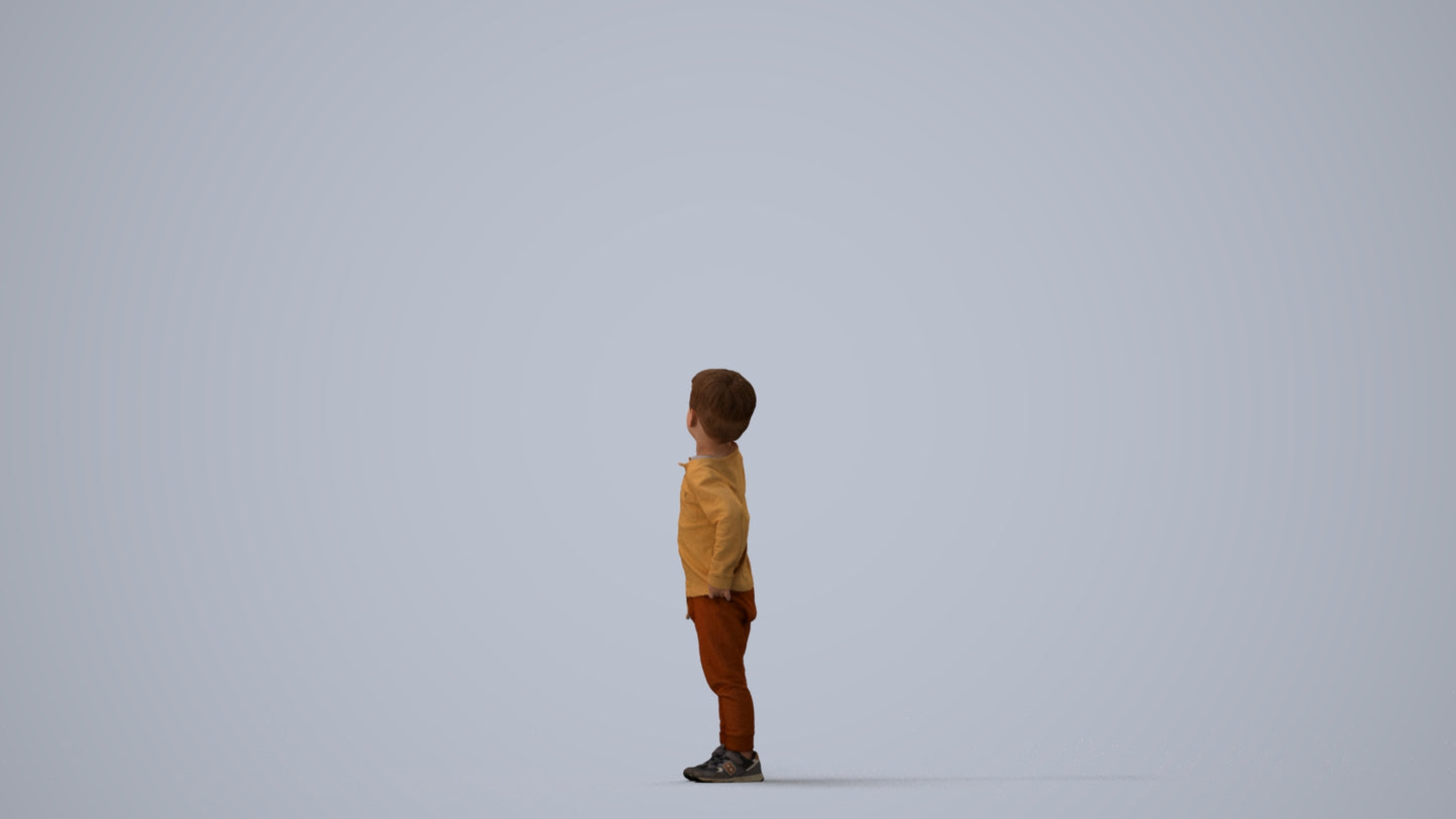 realistic 3D people boy casual kids, render-ready for V-Ray and Corona, FBX OBJ, three-quarter view render