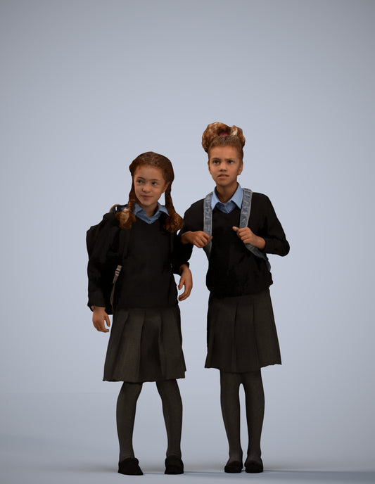 realistic 3D girl kids, scanned archviz people for Blender and 3ds Max
