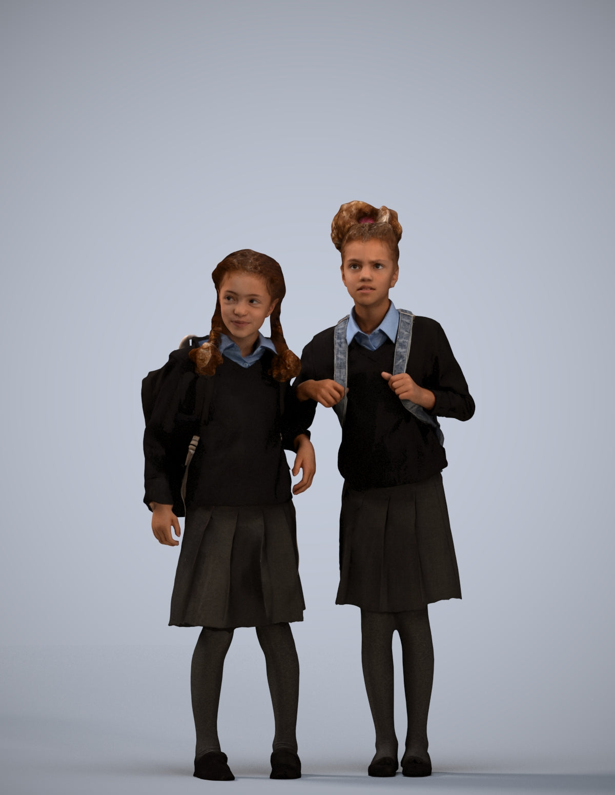 realistic 3D girl kids, scanned archviz people for Blender and 3ds Max