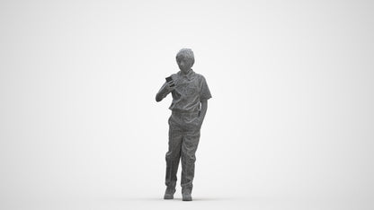 scanned 3D boy casual kids, photogrammetry people for Enscape and V-Ray, three-quarter front view render