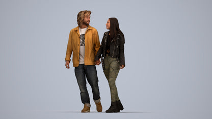 3D human model woman casual mix, photogrammetry scanned person for archviz, top-down view render