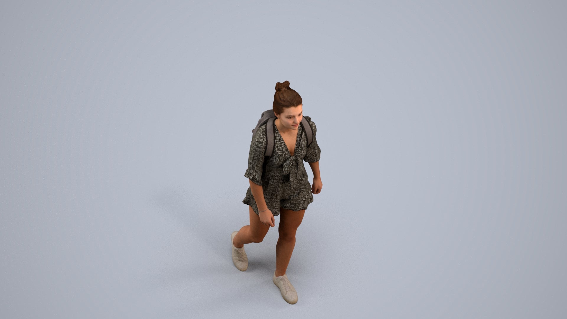 realistic 3D people girl casual kids, render-ready for V-Ray and Corona, FBX OBJ, back view render