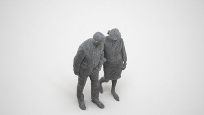 realistic 3D people senior woman business couple, render-ready for V-Ray and Corona, FBX OBJ, wireframe three-quarter view