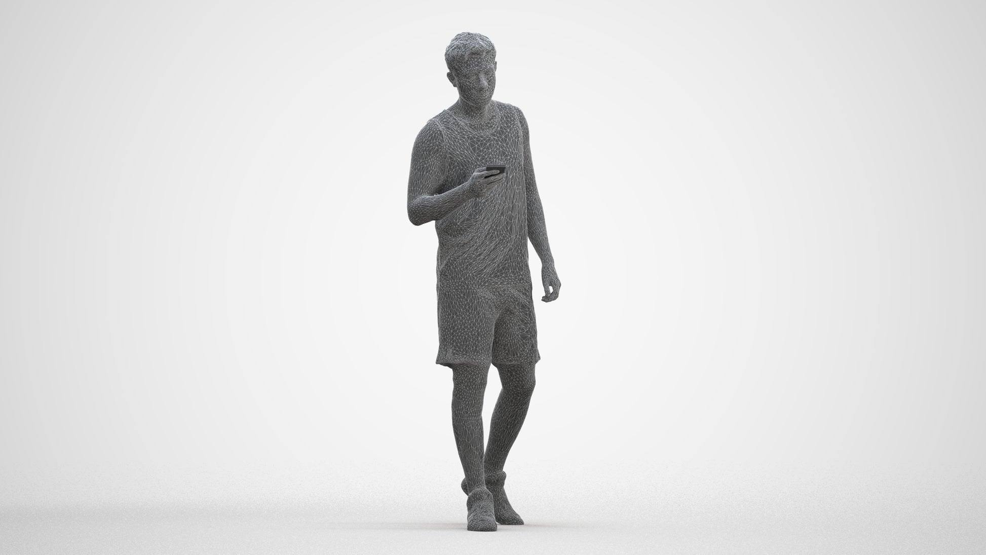 scanned 3D man sport, photogrammetry people for Enscape and V-Ray, three-quarter front view render