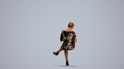 scanned 3D woman casual sitting, photogrammetry people for Enscape and V-Ray, front view render