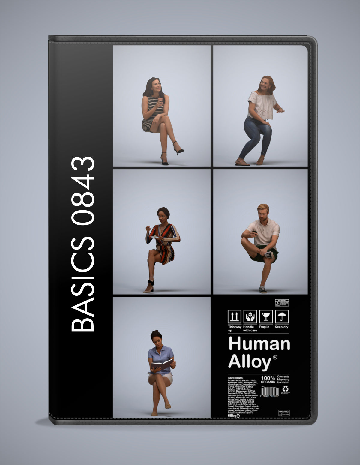 realistic 3D humans sitting pack, 5 archviz people FBX OBJ for Blender
