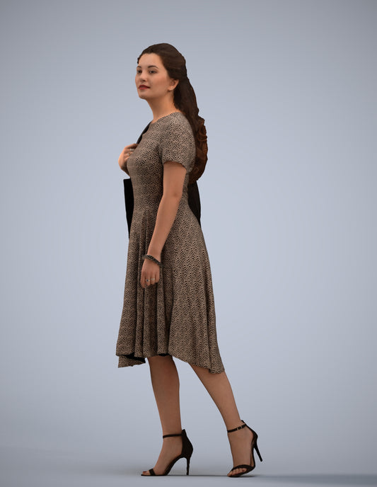 scanned 3D woman casual walking, photogrammetry people for Enscape and V-Ray
