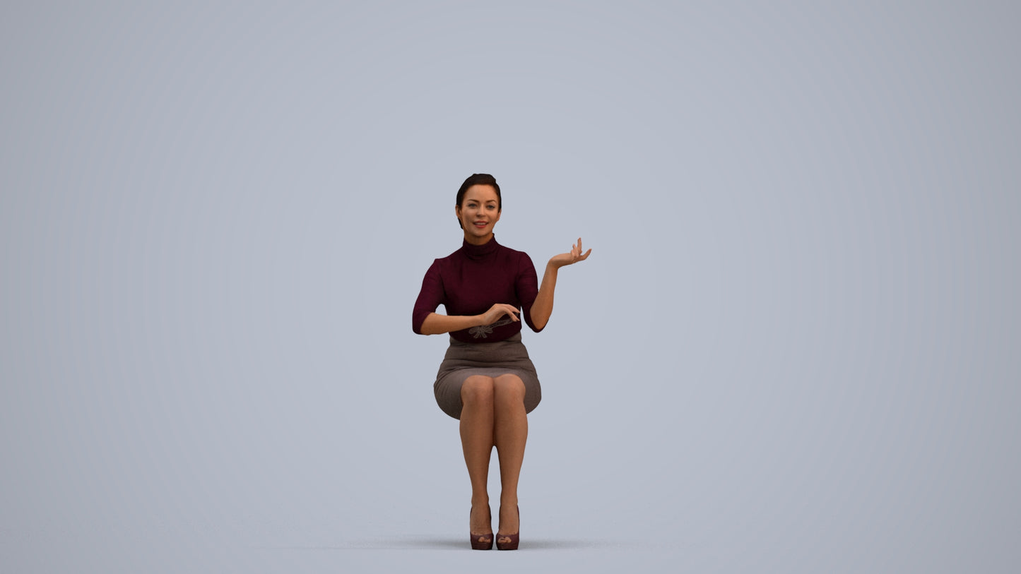 3D people model woman business, scanned human for 3ds Max rendering, standing pose render