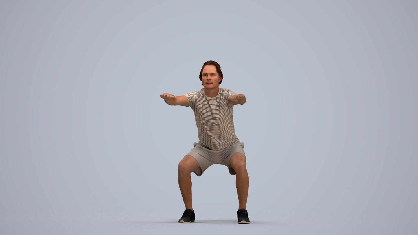 3D people model man casual sport, scanned human for 3ds Max rendering, standing pose render