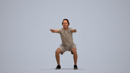 3D people model man casual sport, scanned human for 3ds Max rendering, standing pose render