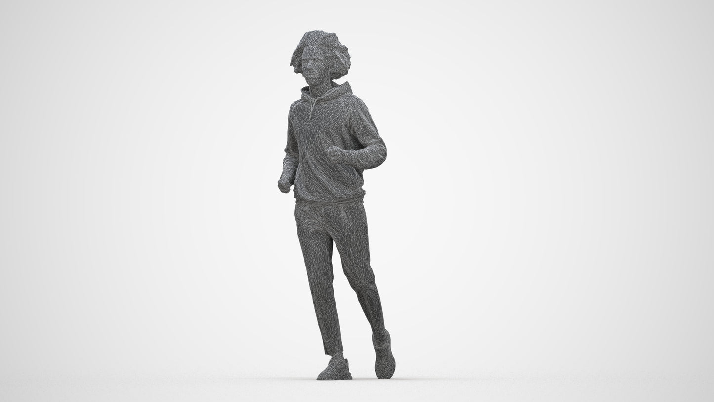 3D human model man sport, photogrammetry scanned person for archviz, wireframe back view