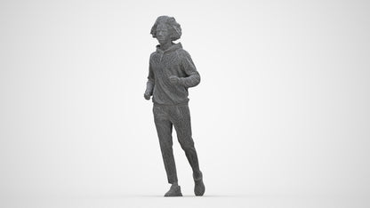 3D human model man sport, photogrammetry scanned person for archviz, wireframe back view