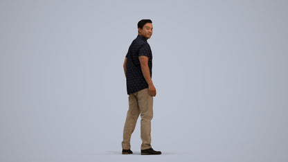 3D scanned man standing casual, photorealistic archviz people for Enscape and SketchUp, standing pose render