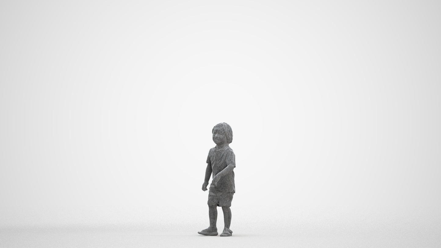 scanned 3D boy casual kids, photogrammetry people for Enscape and V-Ray, three-quarter front view render
